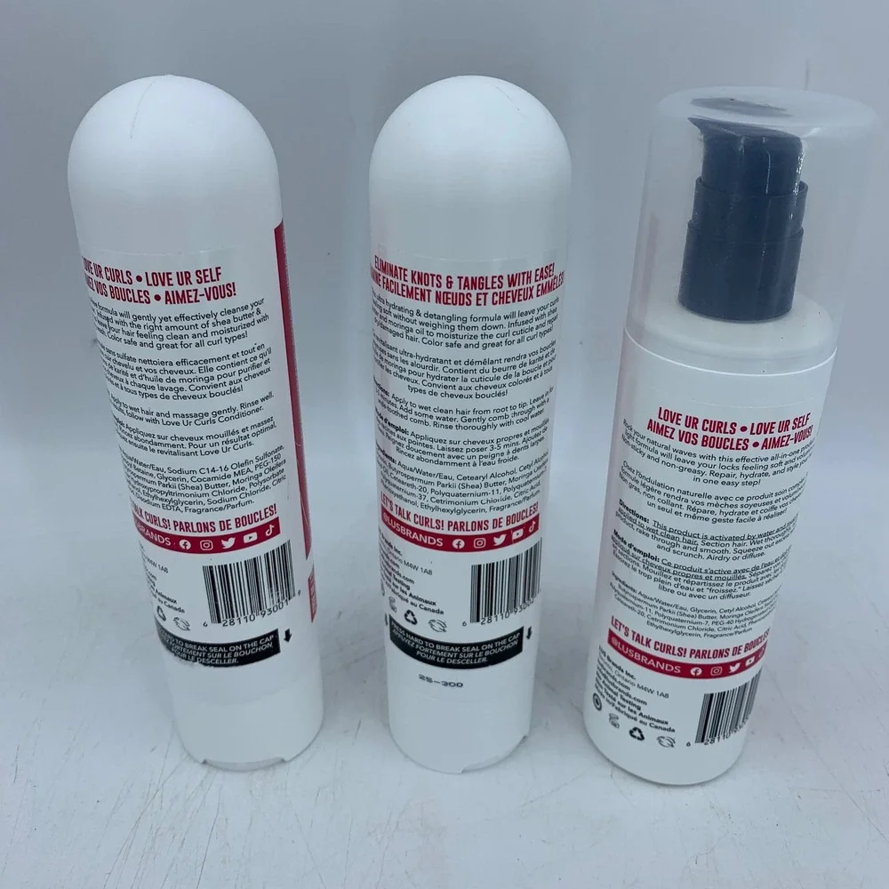 LUS Love Ur Curls 3-Step Wavy Hair System Shampoo Conditioner All-in-One 8.5oz